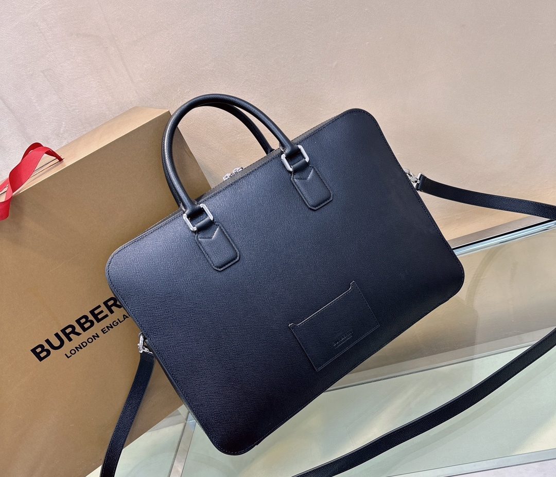 Burberry Saffiano Leather Briefcase Bag