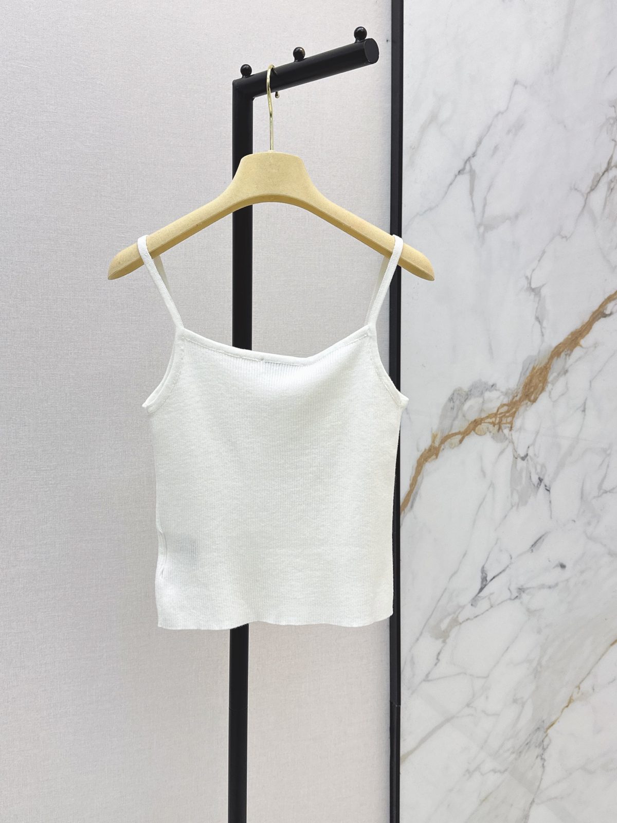 Miu Miu Embellished White Ribbed Tank Top