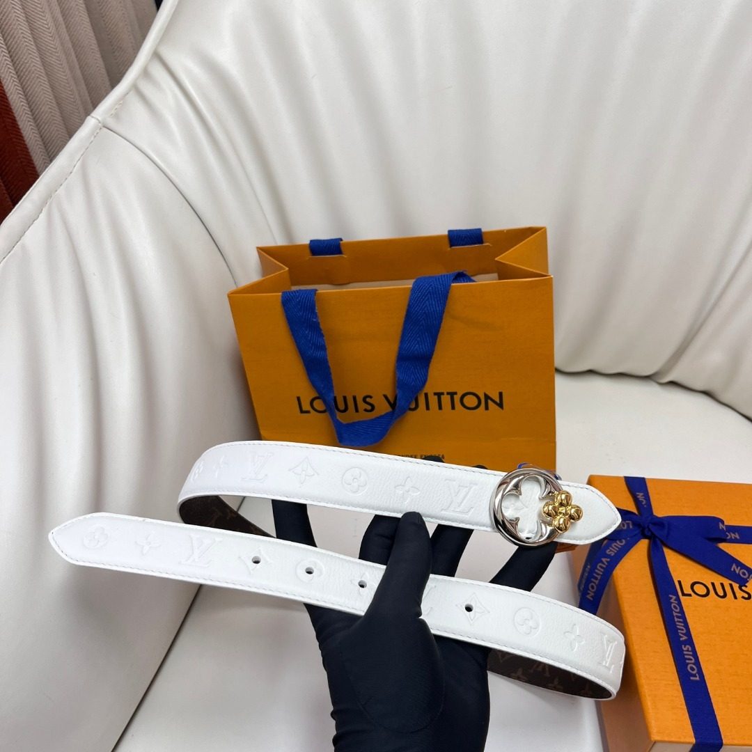 Louis Vuitton Monogram White Leather Belt