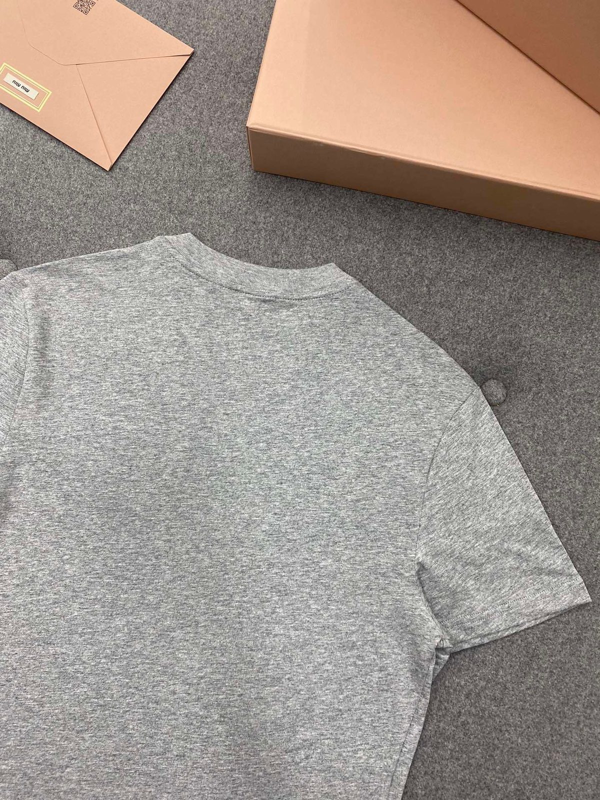 Miu Miu Heart Logo Grey T-Shirt