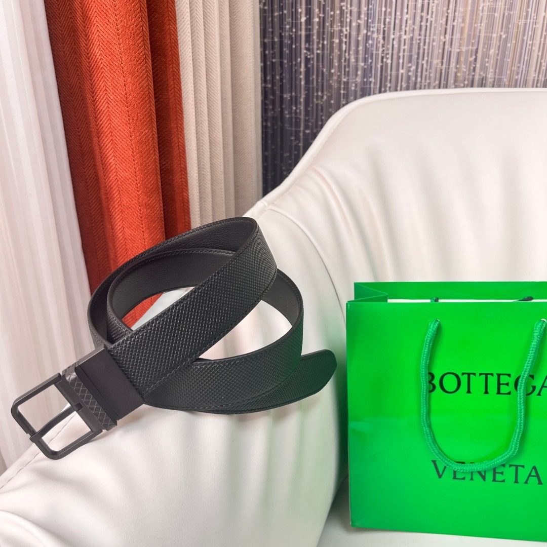 Bottega Veneta Intrecciato Leather Belt Black