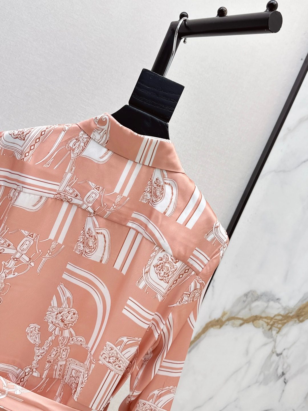 Printed Silk Shirt Dress with Waist Tie
