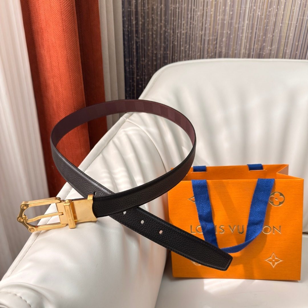 Louis Vuitton Monogram Black Leather Belt