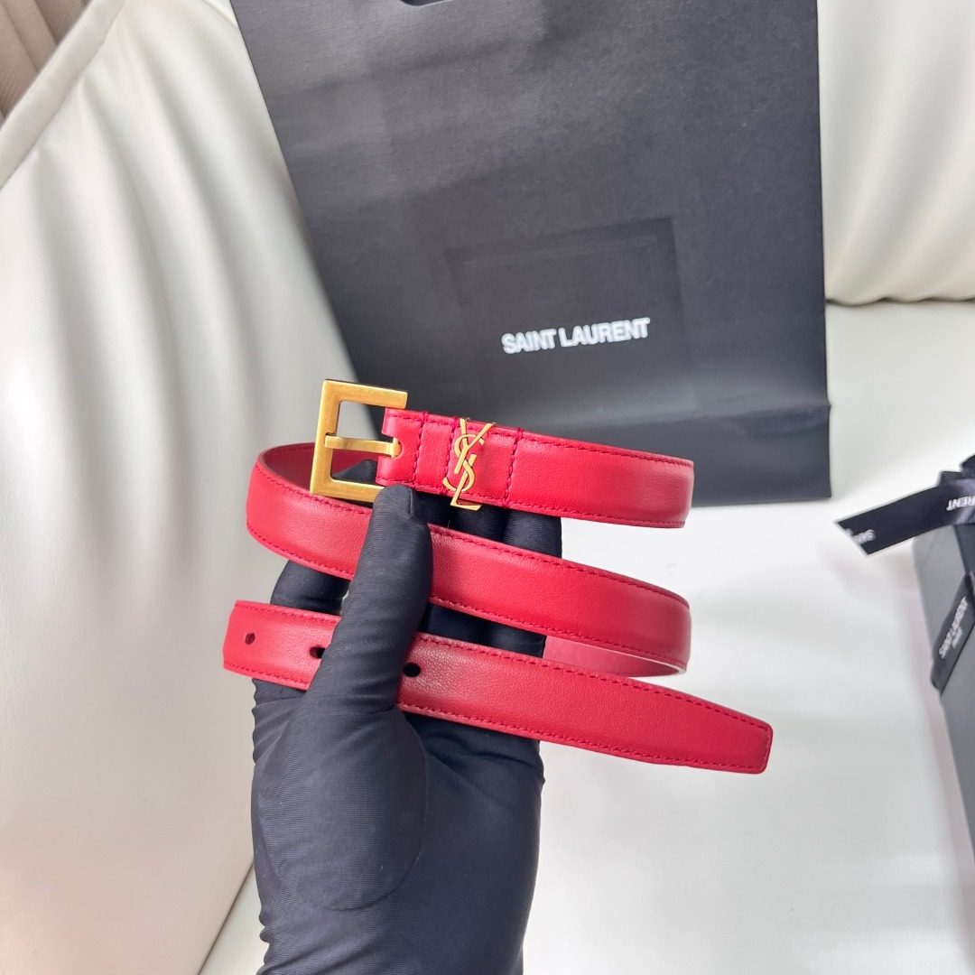 Saint Laurent YSL Red Leather Belt