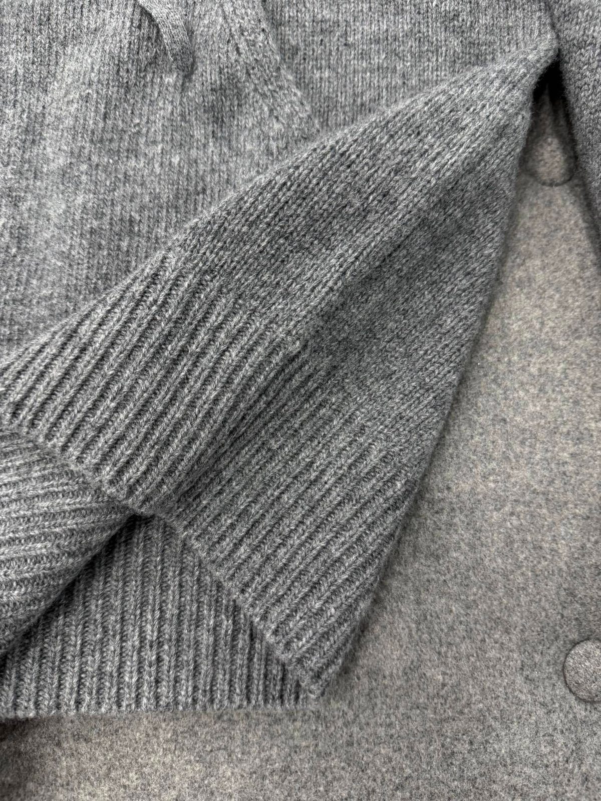 Gray Wool Blend Hoodie Sweatshirt with Drawstring Details