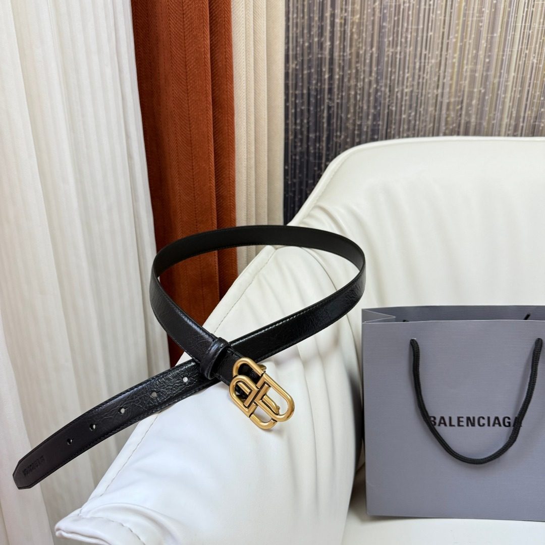 Balenciaga BB Leather Belt Black