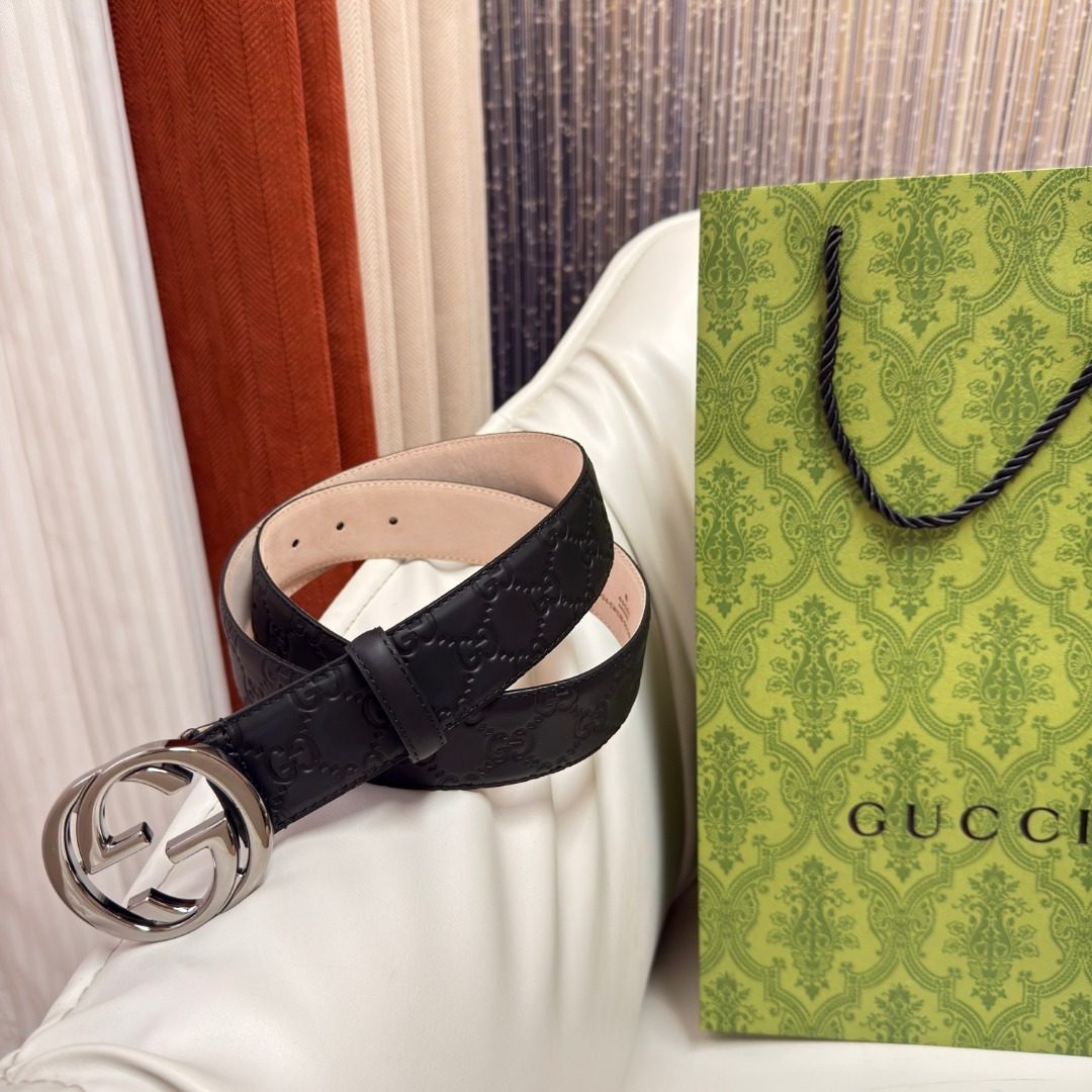 Gucci GG Embossed Leather Belt