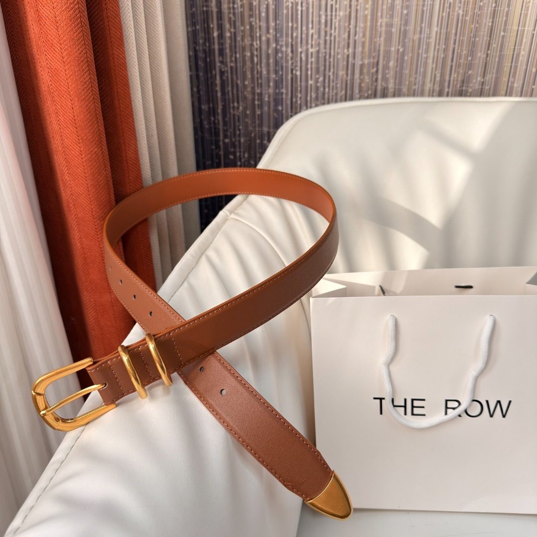 The Row Leather Belt with Gold Hardware