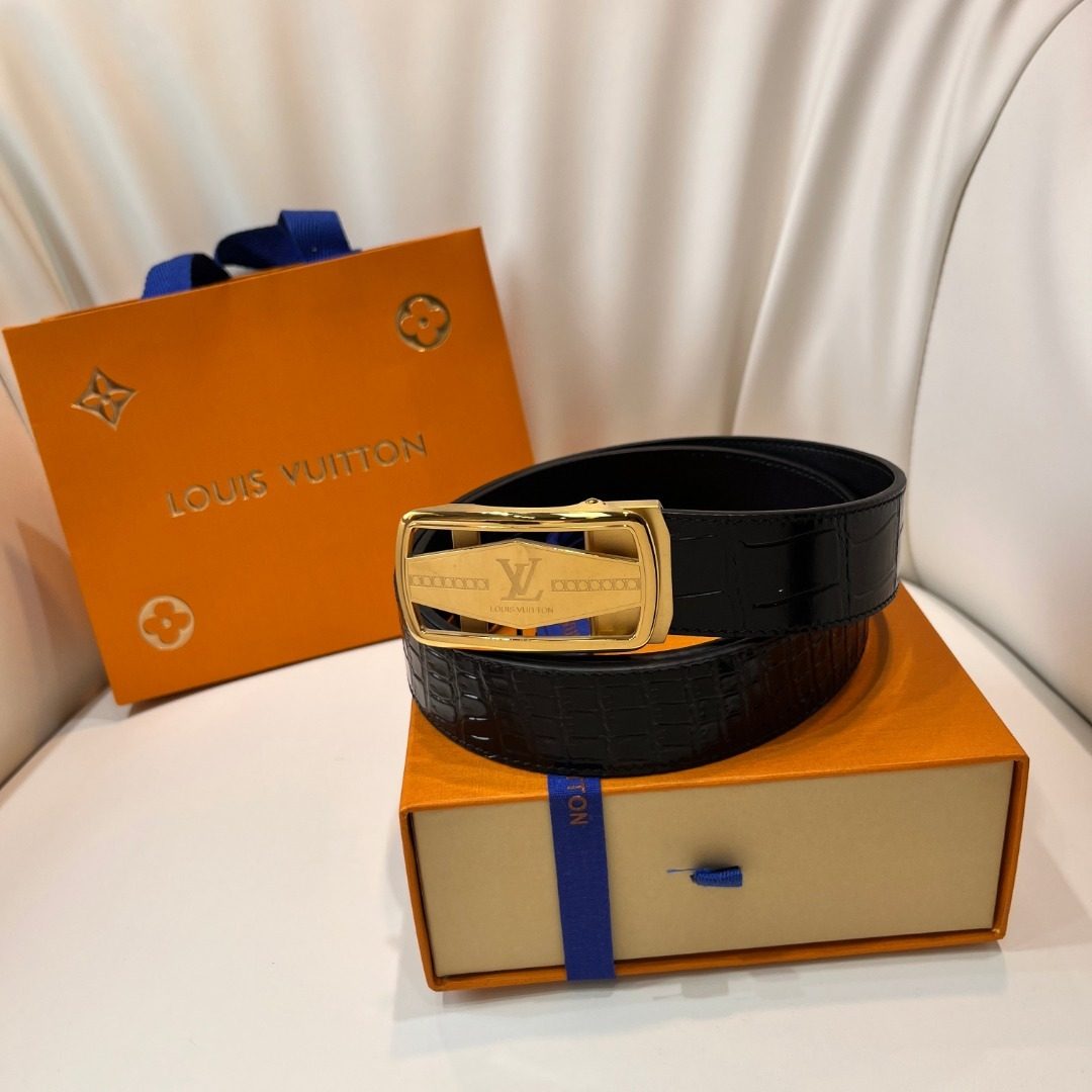 Louis Vuitton Damier Crocodile Leather Belt