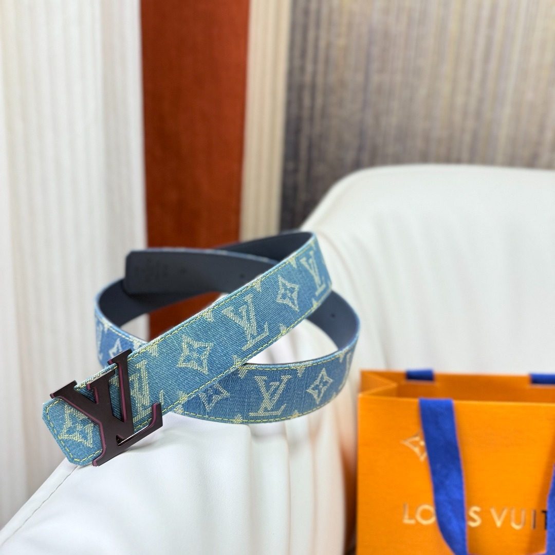 Louis Vuitton Monogram Denim Belt with LV Buckle