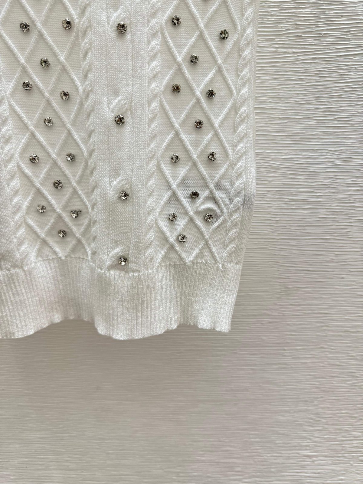 Prada Embellished Cable Knit Crewneck Sweater