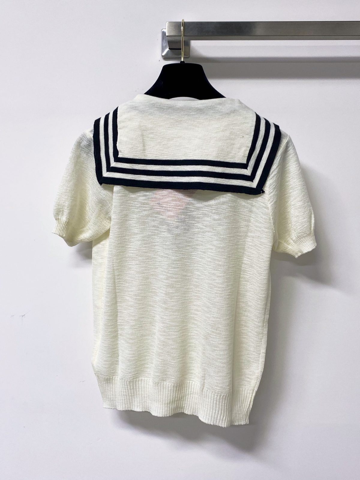 Sailor Collar Short Sleeve Knit Top
