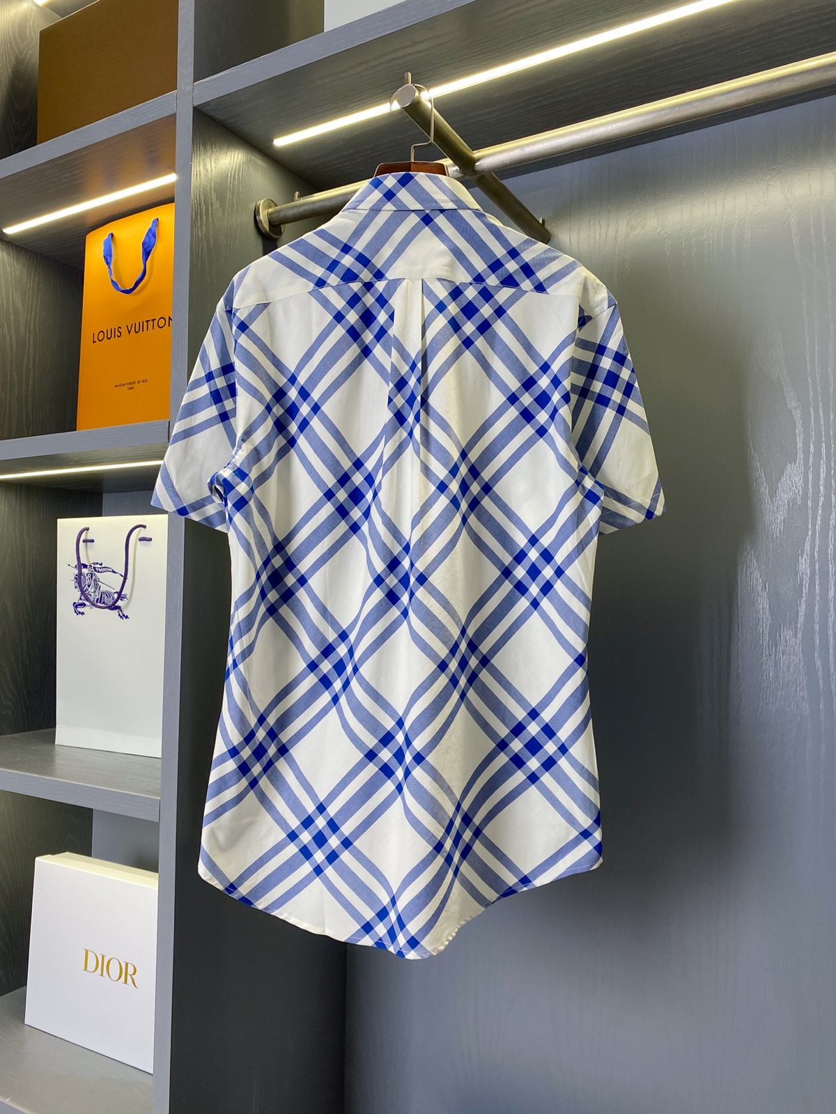 Burberry Blue Check Short Sleeve Shirt
