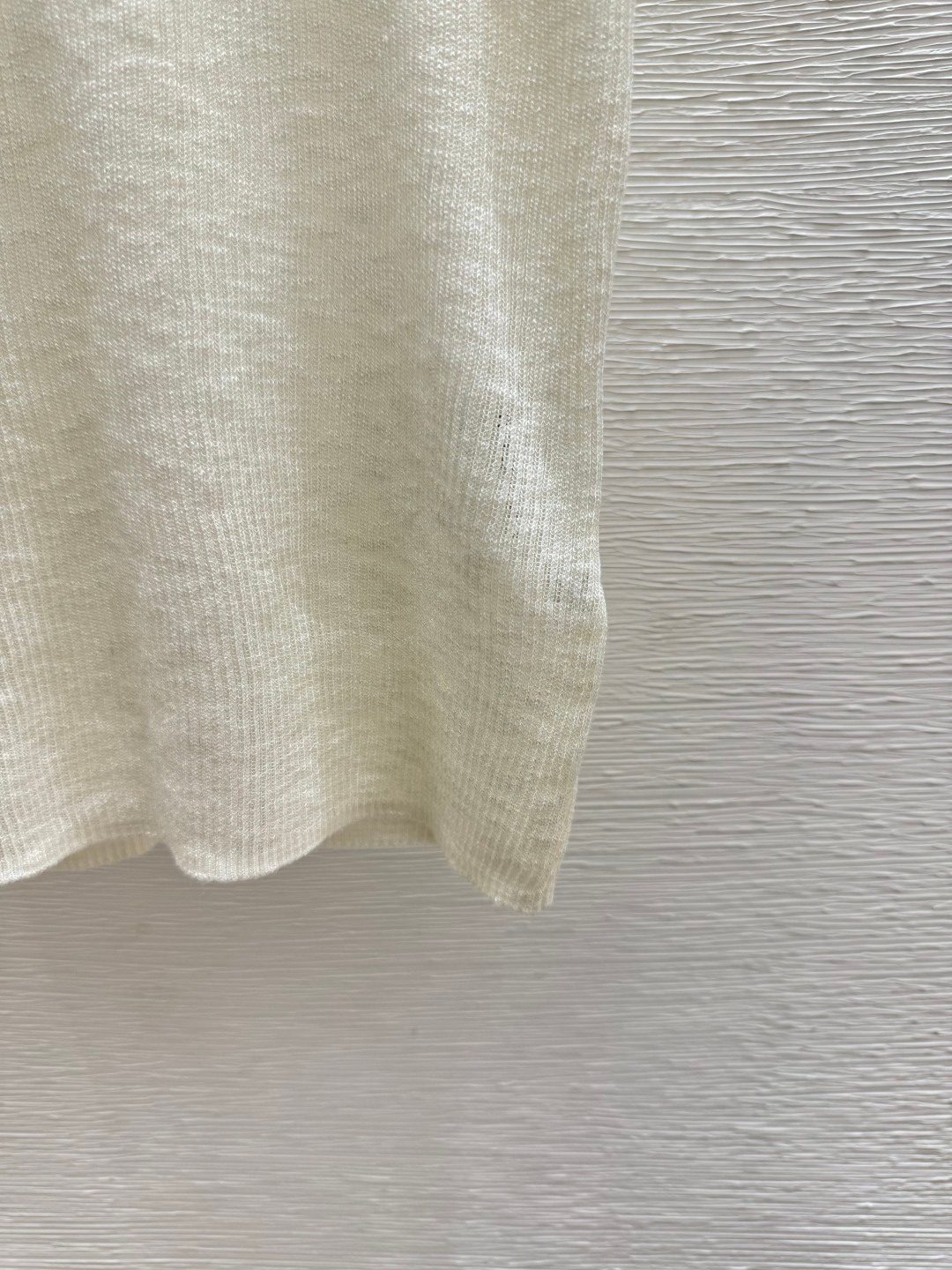 Cream Ribbed Knit Crewneck Sweater