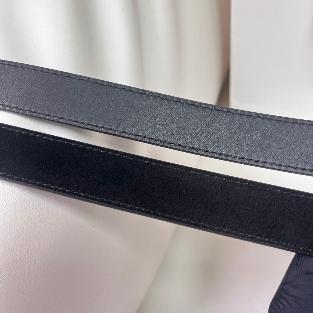 Prada Velvet Leather Belt with Gold Buckle