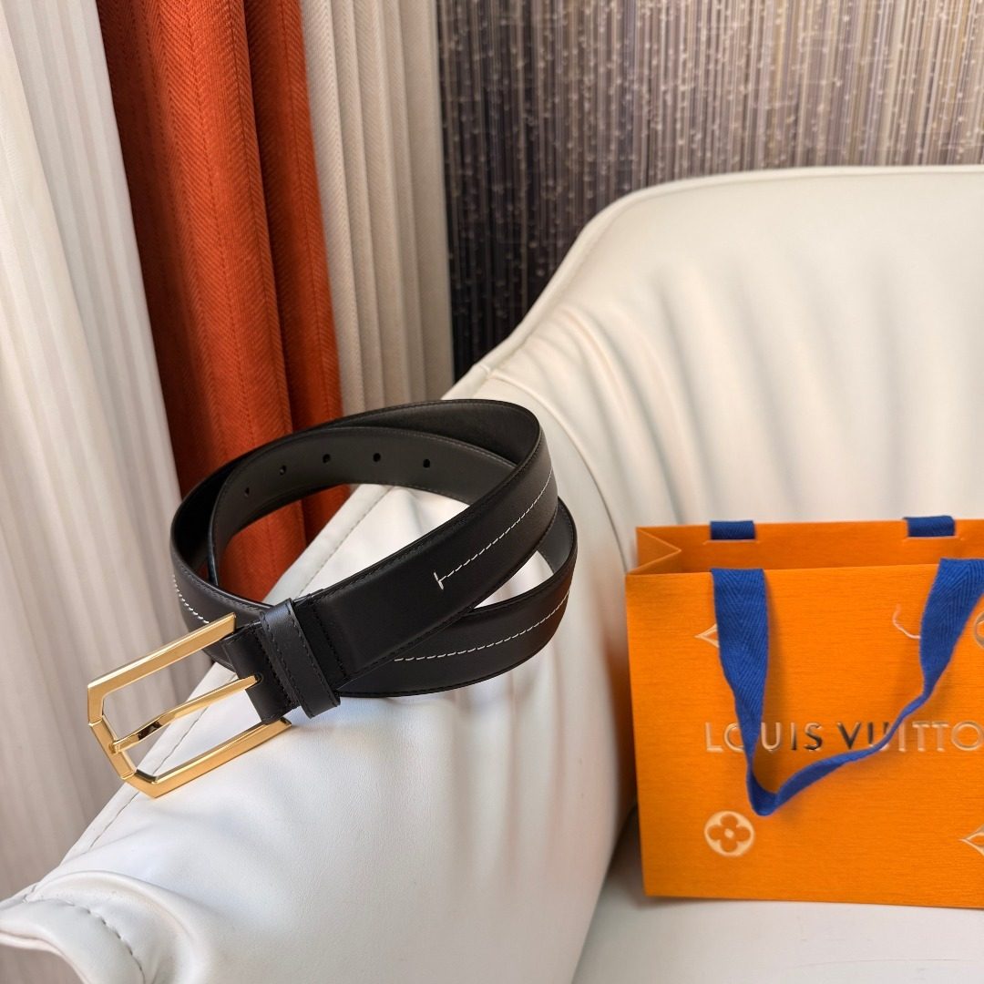 Louis Vuitton Monogram Black Leather Belt