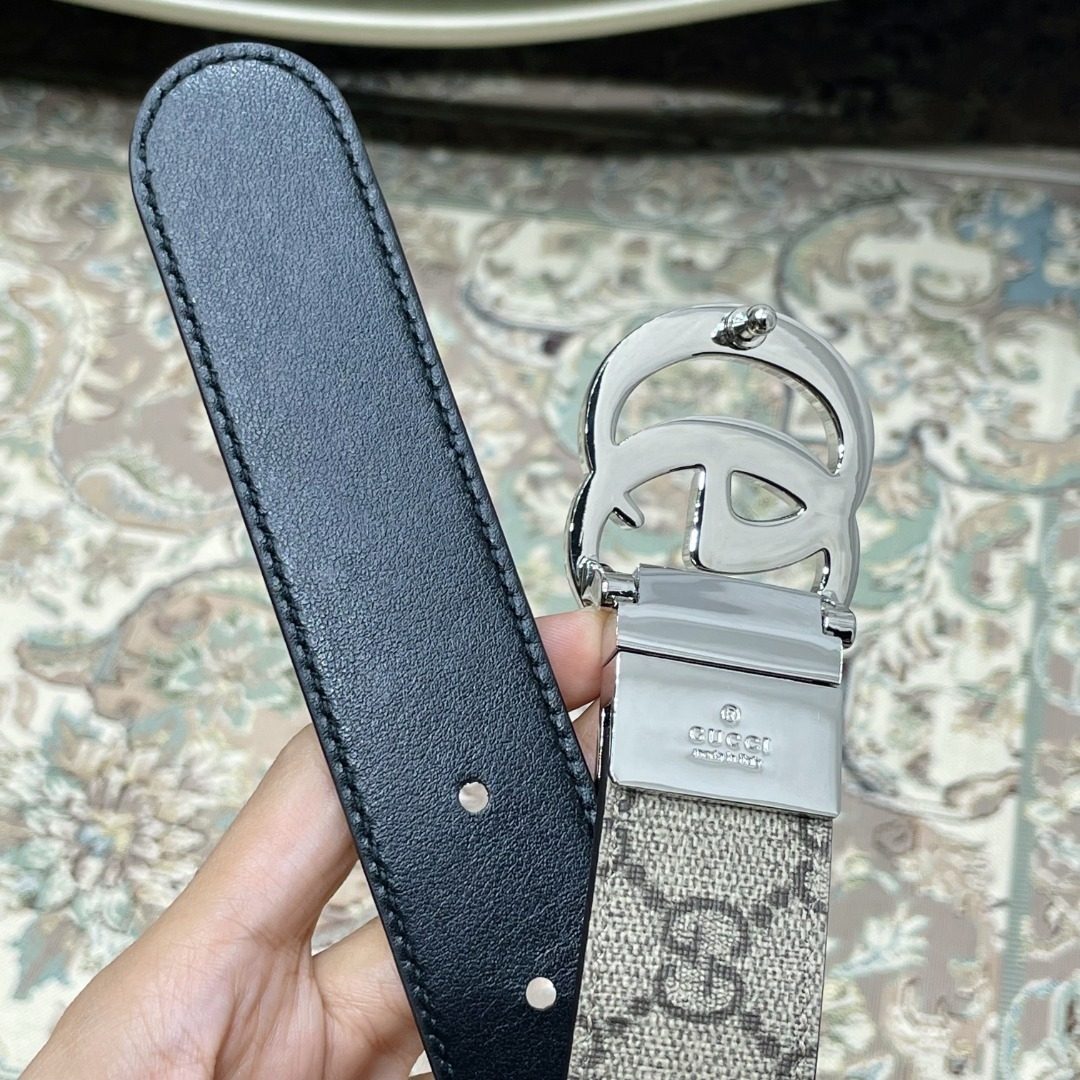 Gucci GG Monogram Canvas Leather Belt