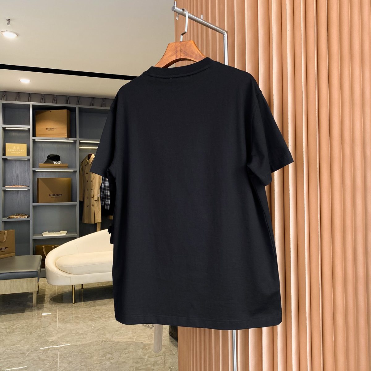 Burberry Check Embroidered Black T-Shirt