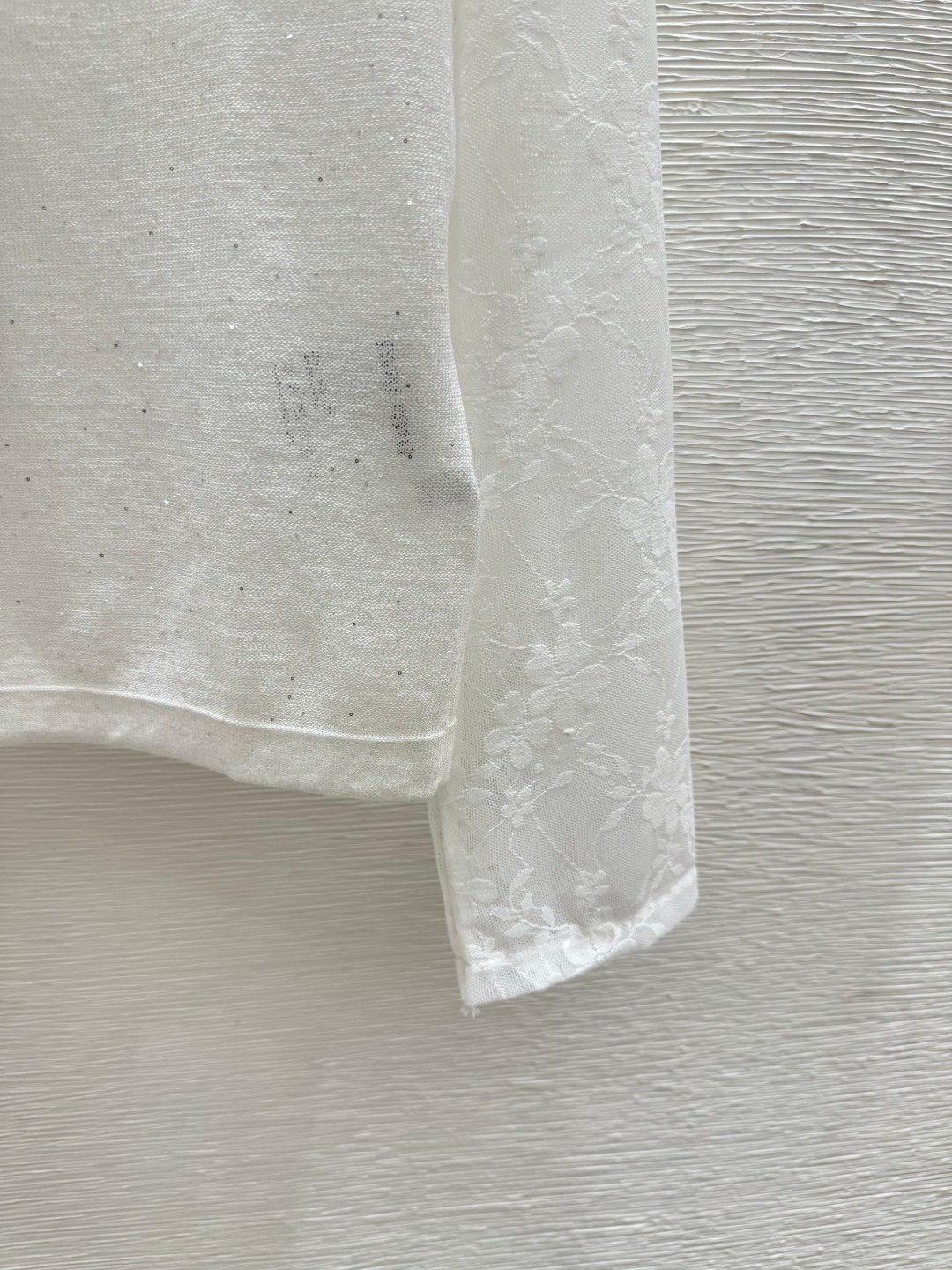 Moncler Lace Collar Long Sleeve Top