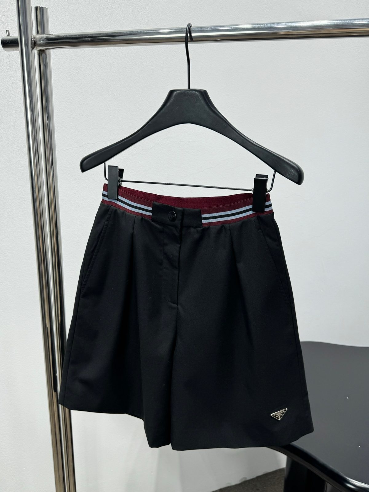 Prada Nylon Shorts with Striped Waistband