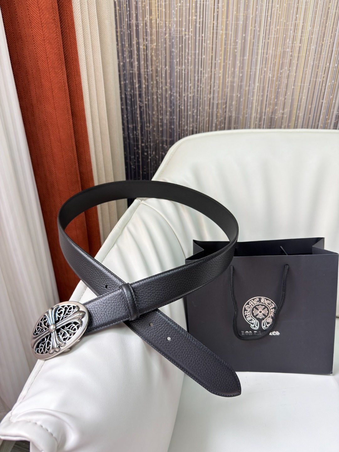 Chrome Hearts Ornamental Buckle Leather Belt