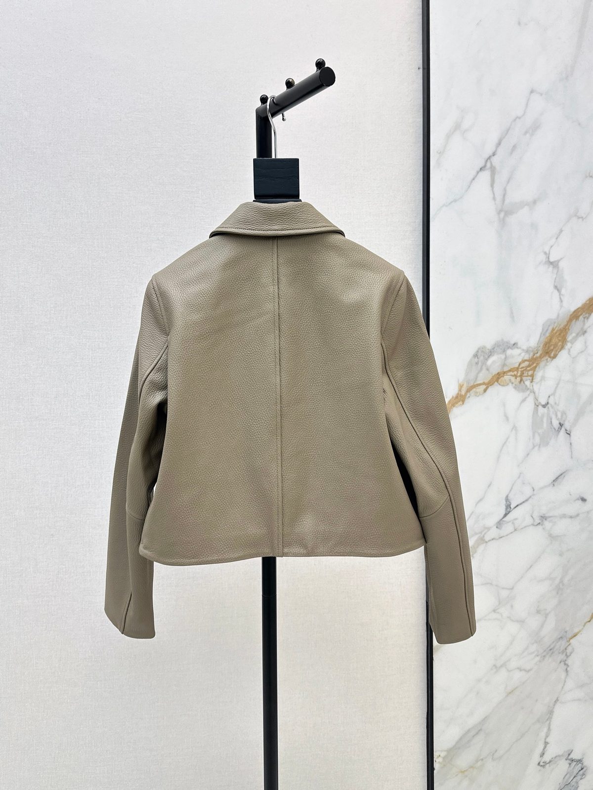 Textured Wool Blend Cropped Jacket Beige