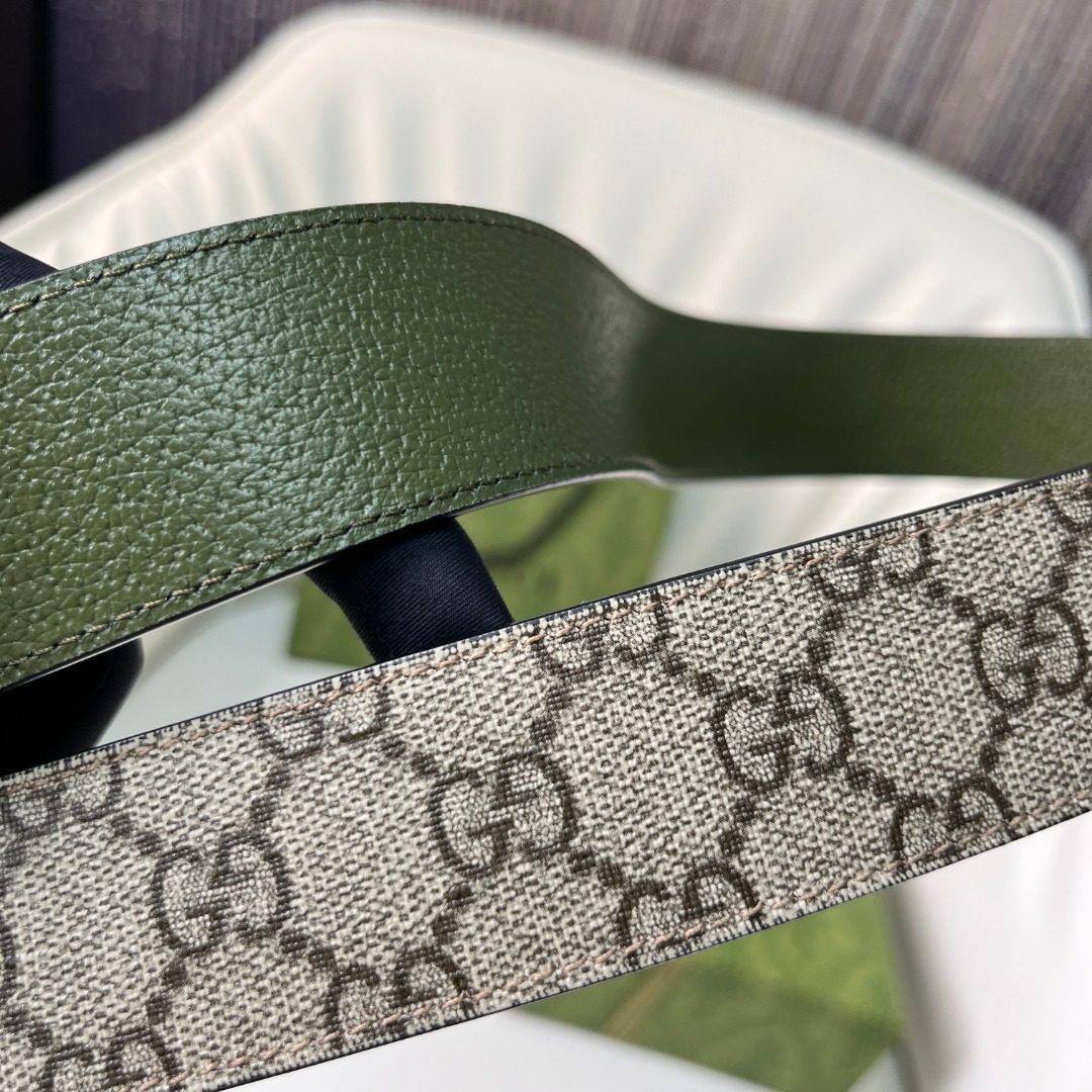 Gucci GG Monogram Canvas Leather Belt