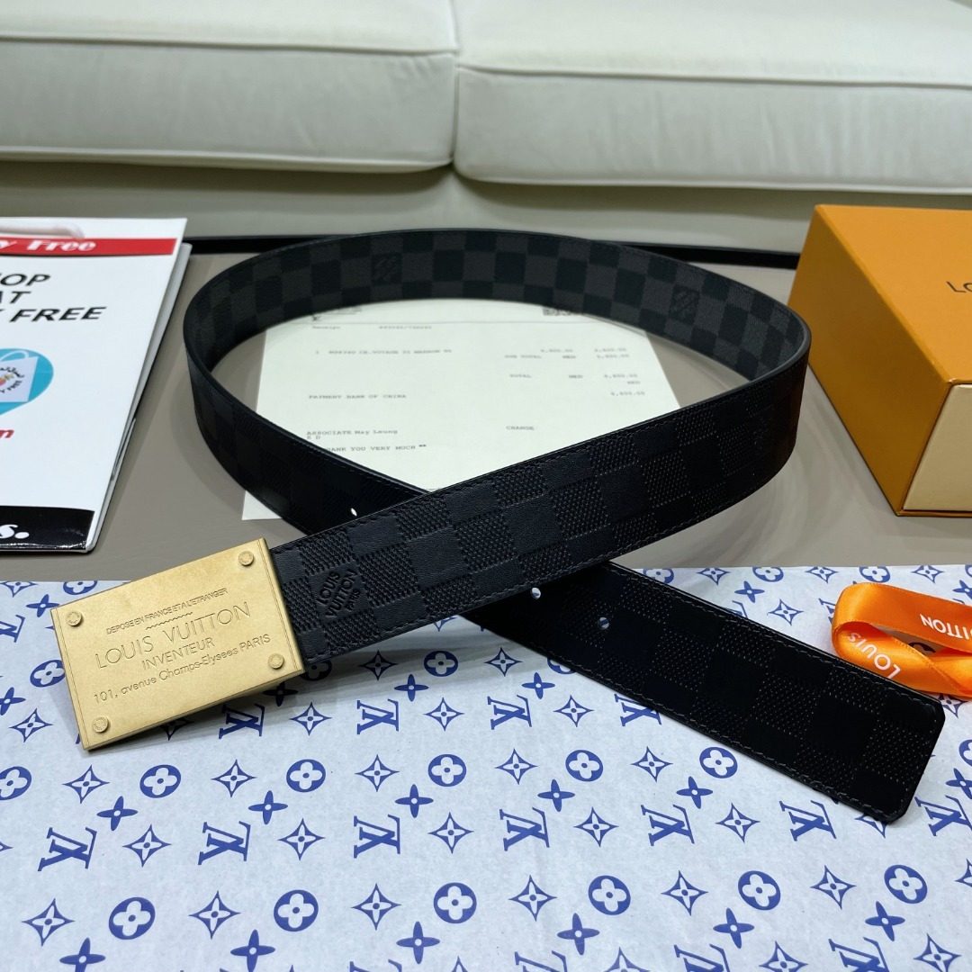 Louis Vuitton Damier Ebene Leather Belt