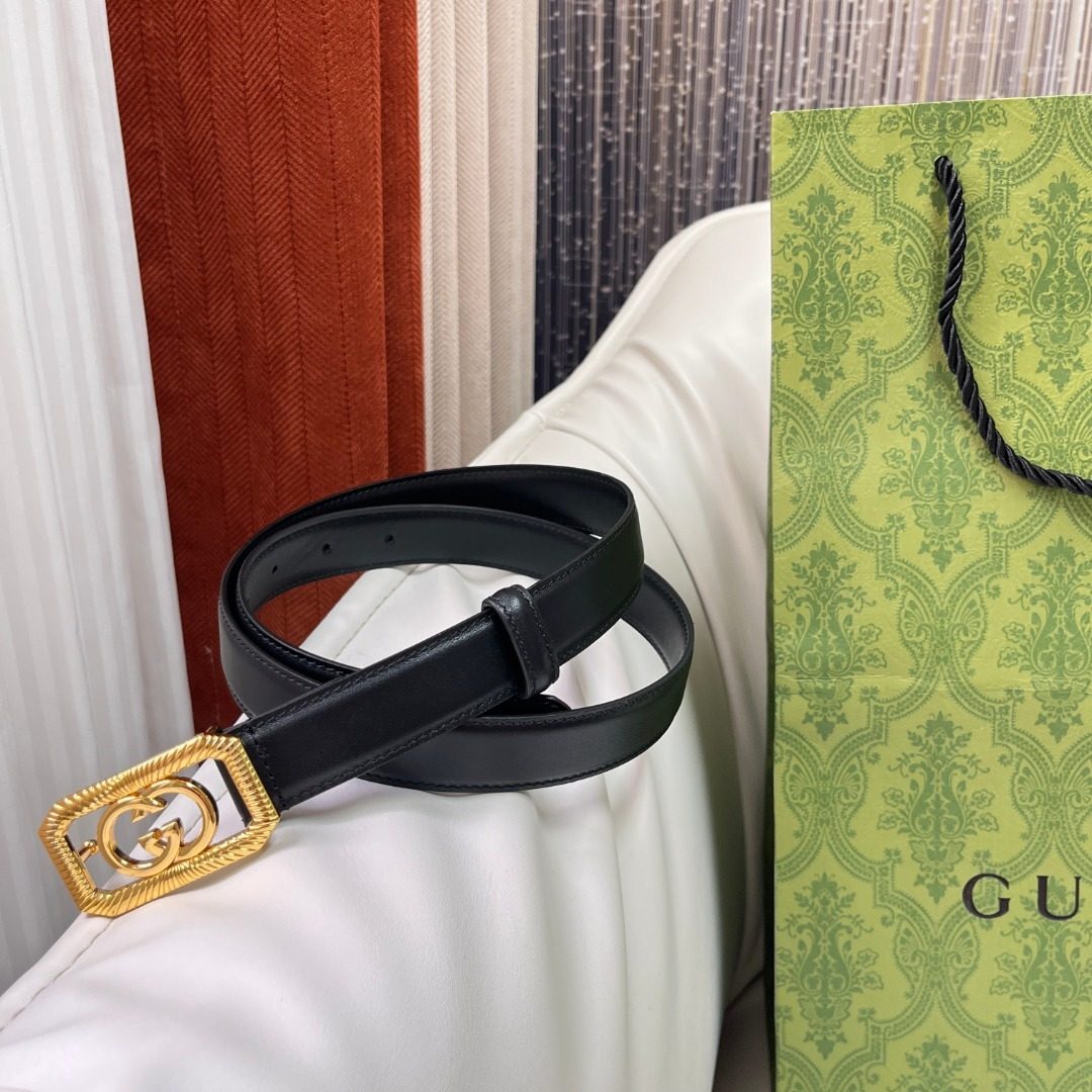 Gucci GG Marmont Black Leather Belt
