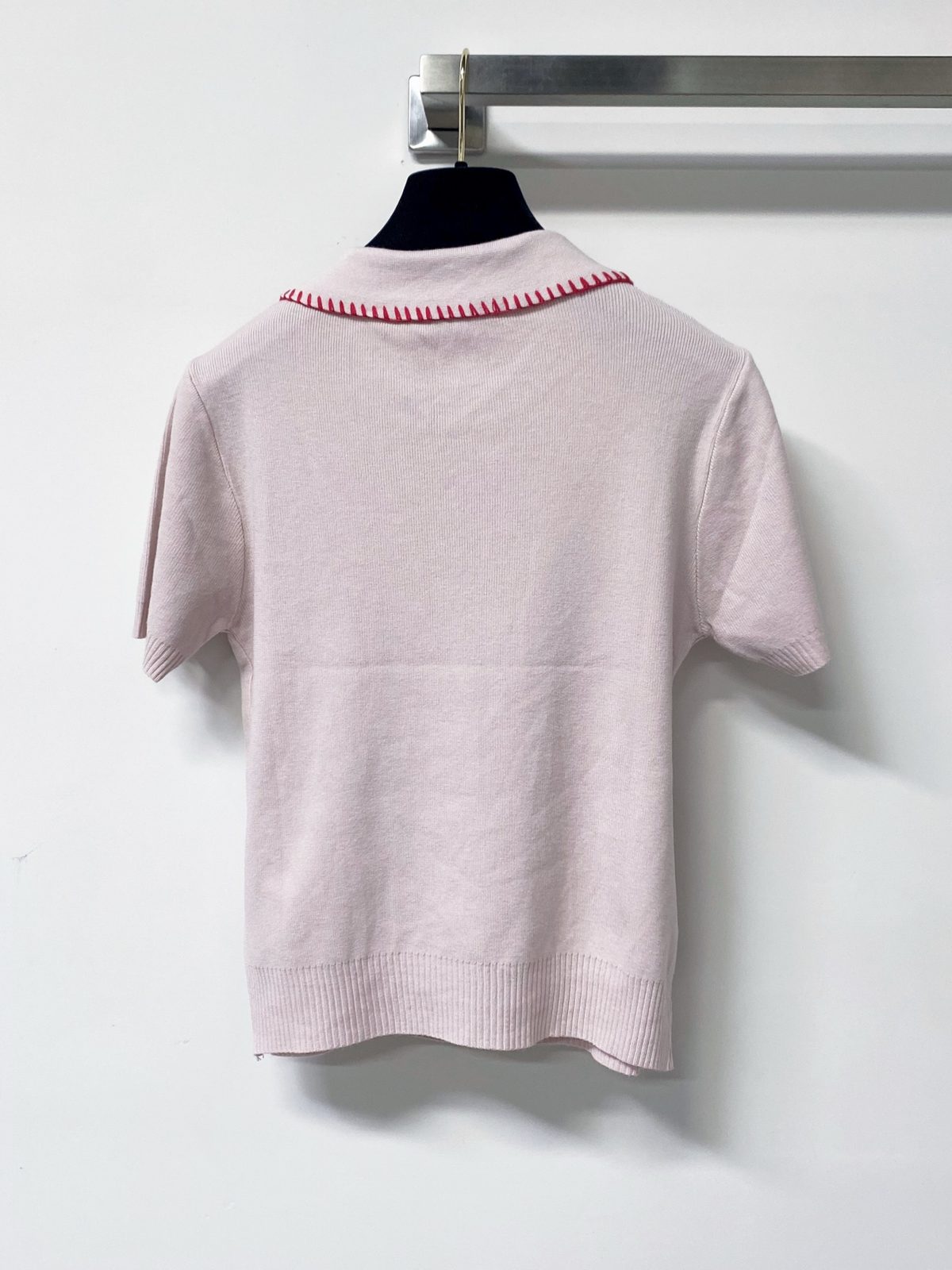 Miu Miu Wool Polo Knit T-Shirt Pink