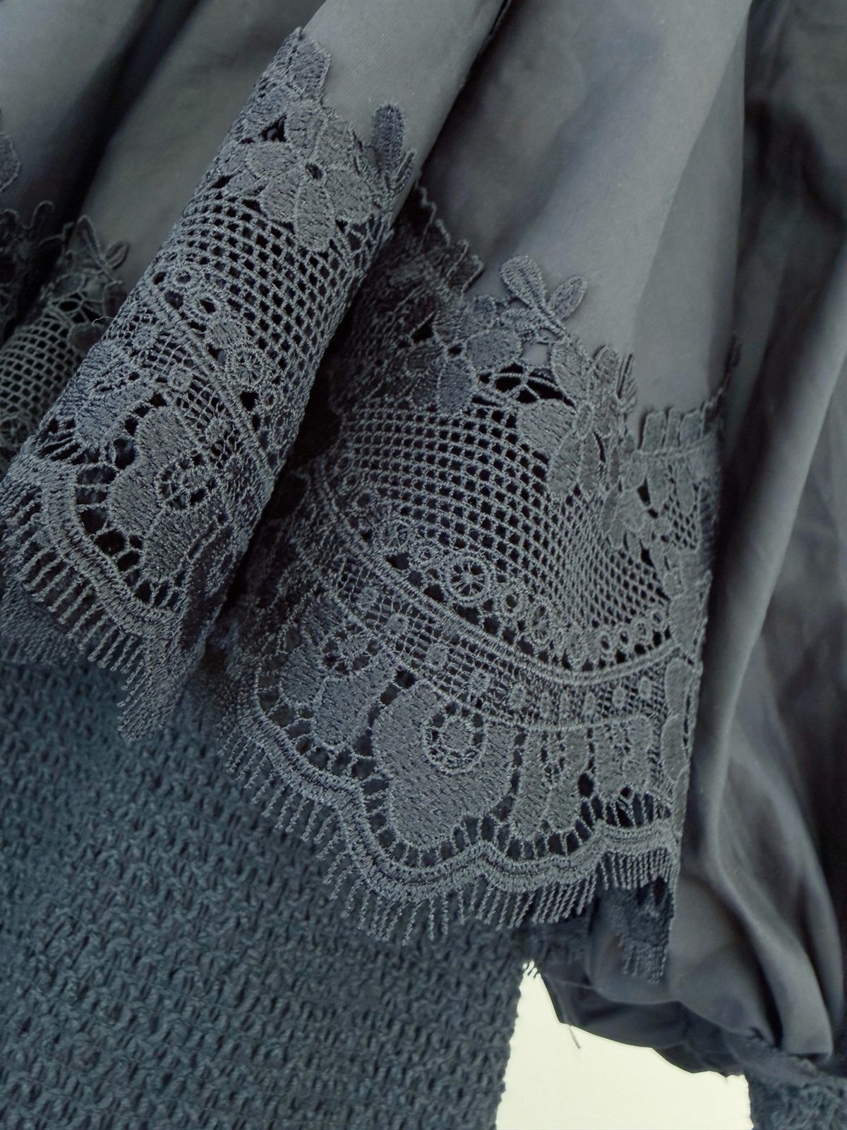 Black Lace Trim Chiffon Scarf or Shawl