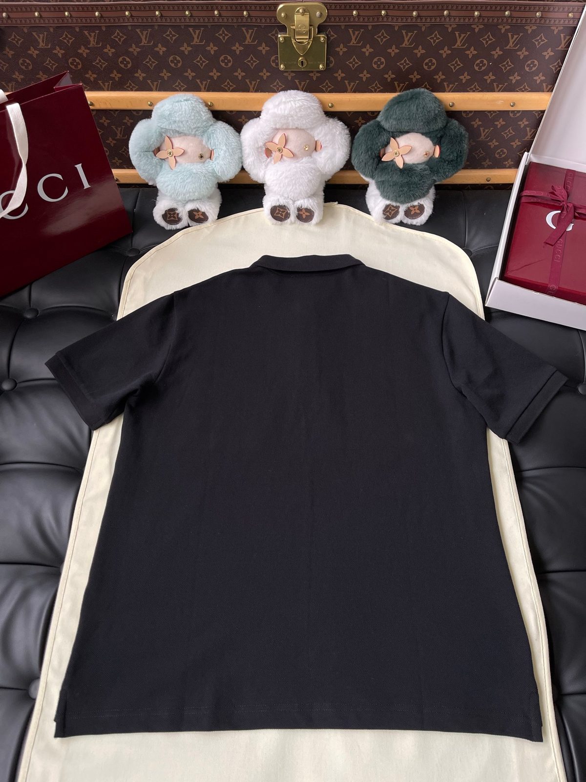 Gucci Black Wool Cardigan with Cream Trim