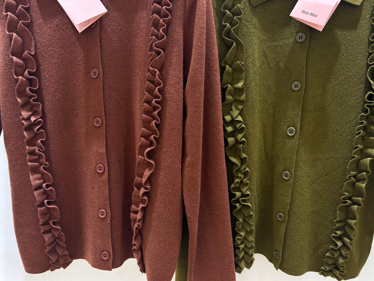 Miu Miu Ruffle Trim Wool Cardigan