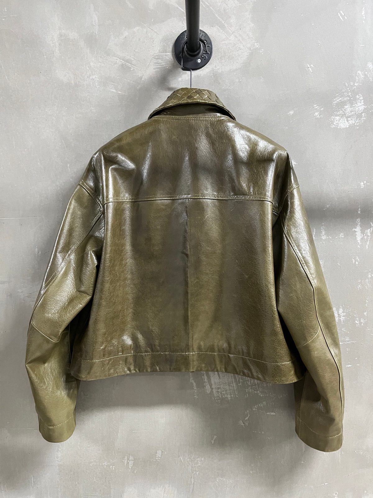 Metallic Gold Leather Cropped Jacket