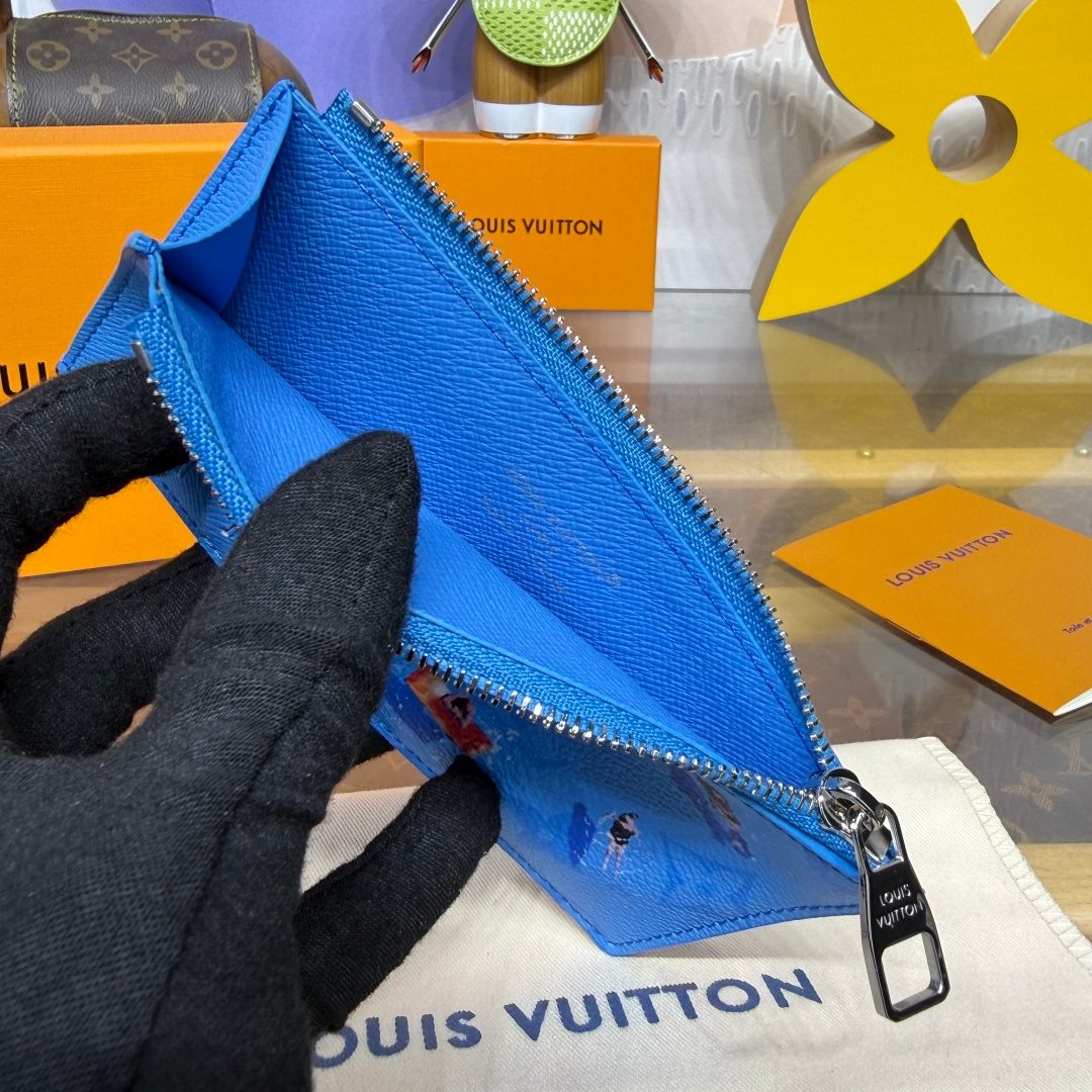 Louis Vuitton Epi Leather Zippered Pouch Blue
