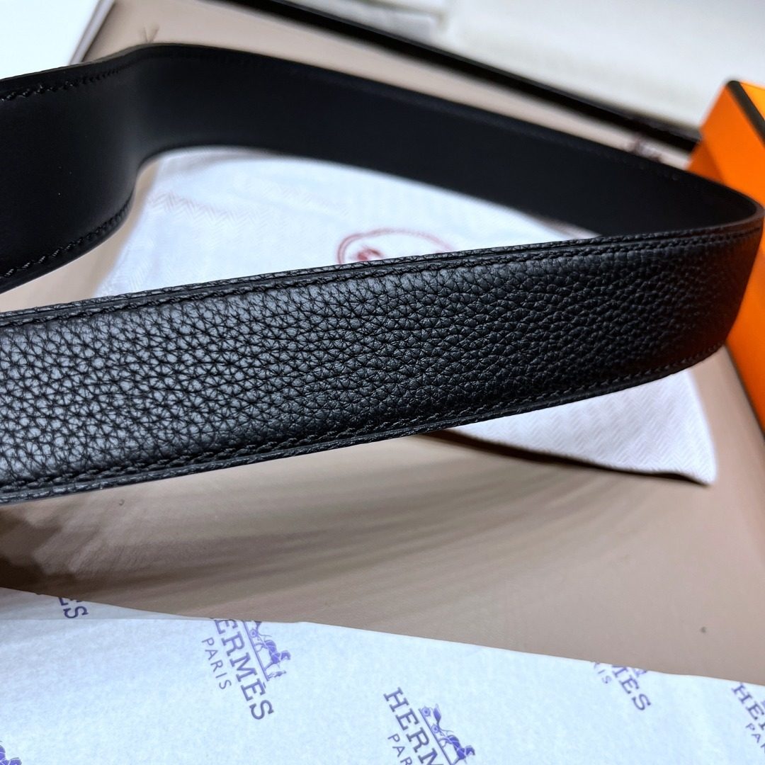 Hermès Reversible Leather Belt with Gold Buckle
