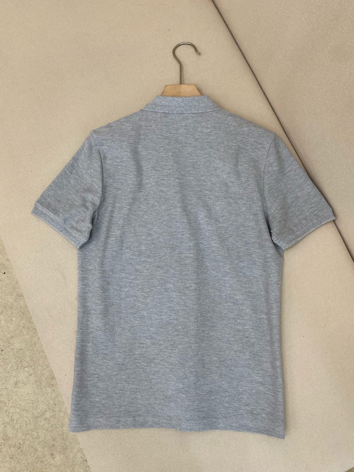 Gray Piqué Polo Shirt Short Sleeve