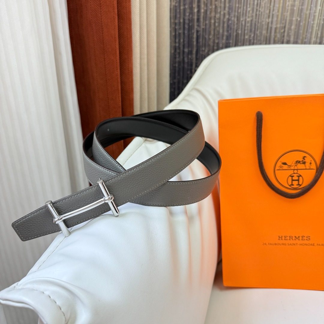 Hermès Reversible Leather Belt with H Buckle