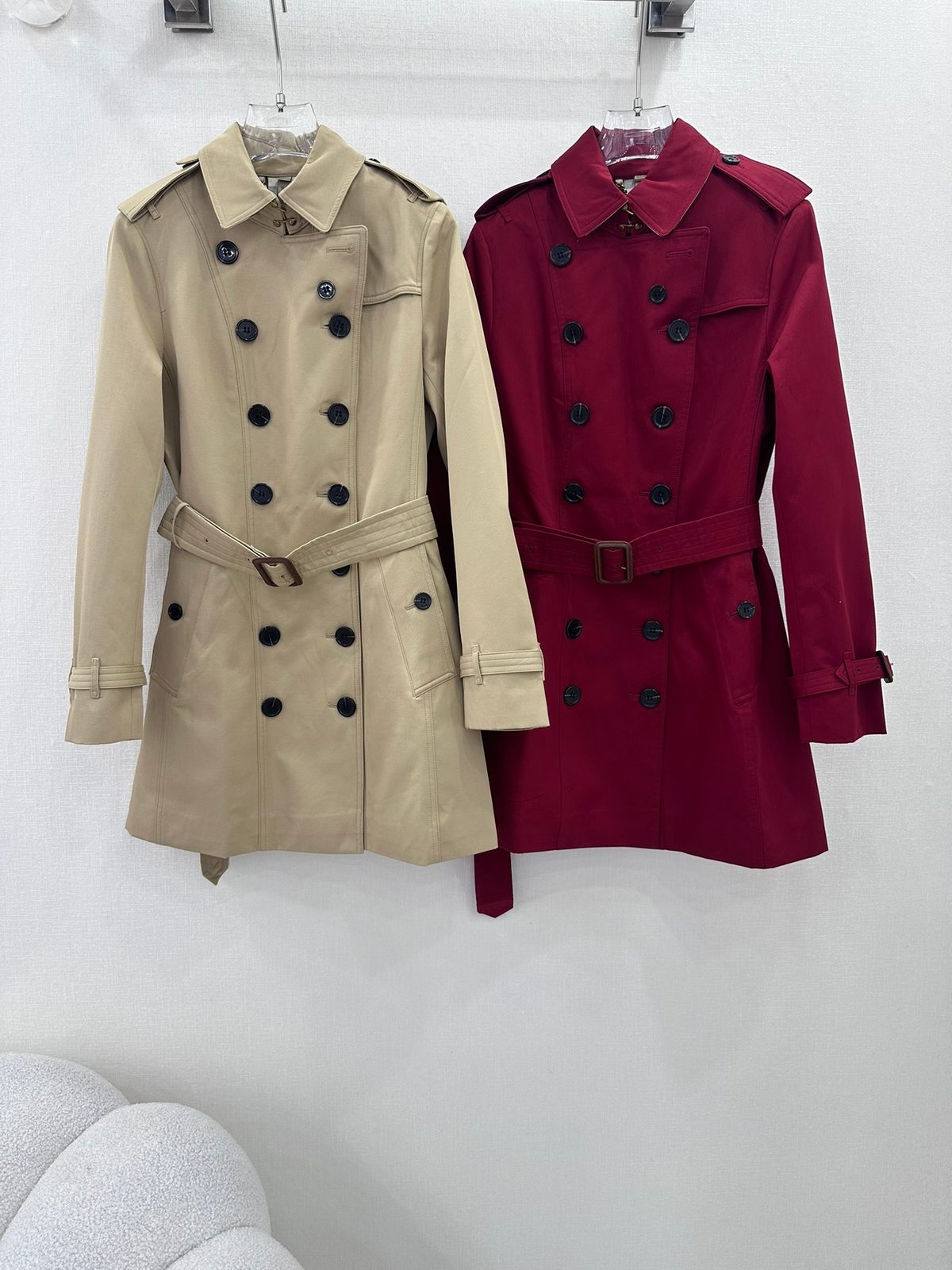 Burberry Double-Breasted Trench Coat Burgundy