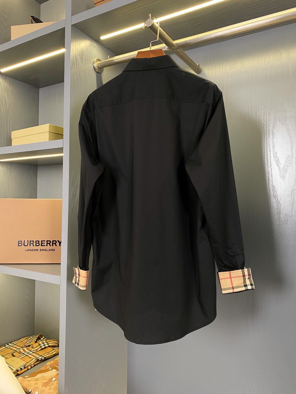 Burberry Checked Cuff Cotton Button-Up Shirt