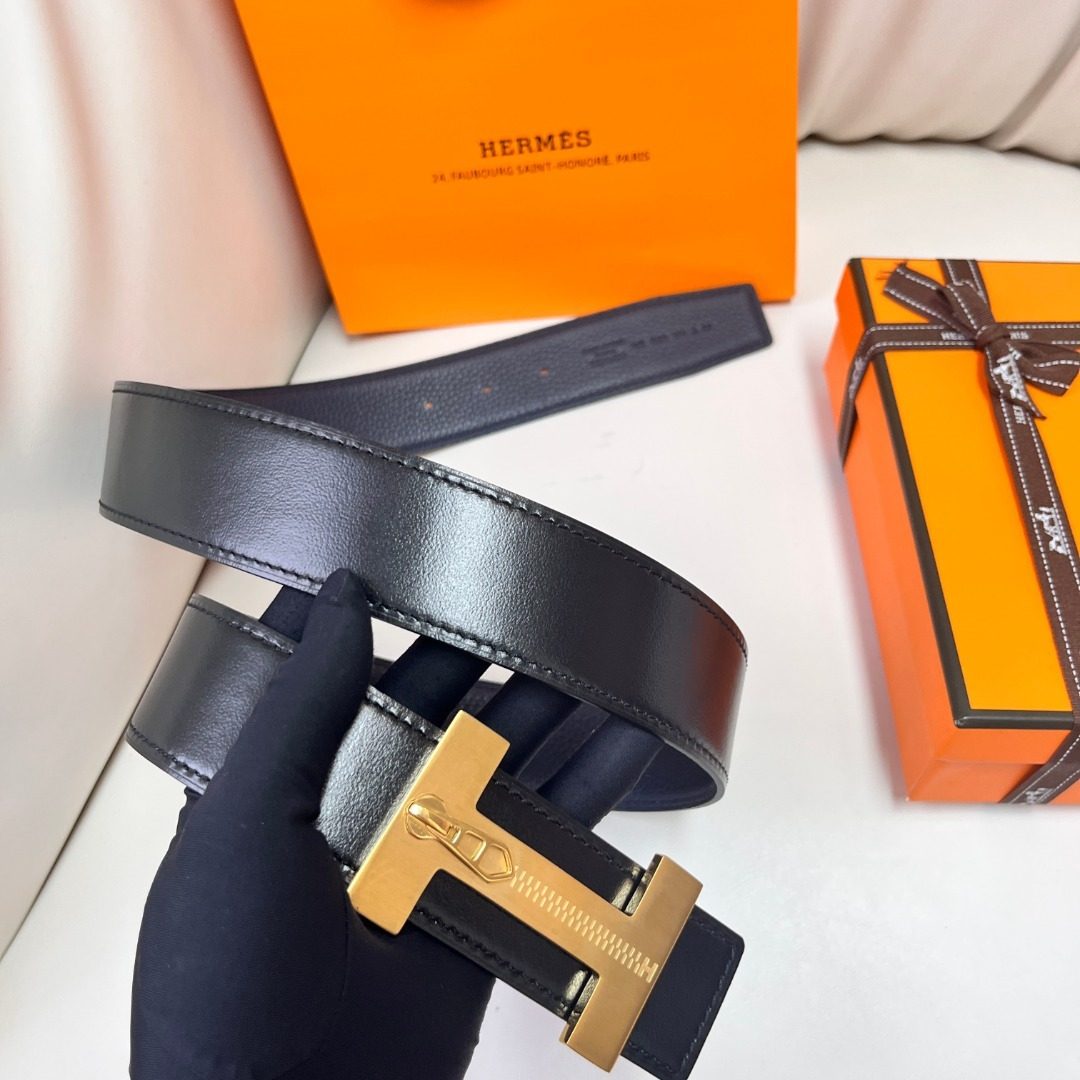 Hermès H Buckle Reversible Leather Belt
