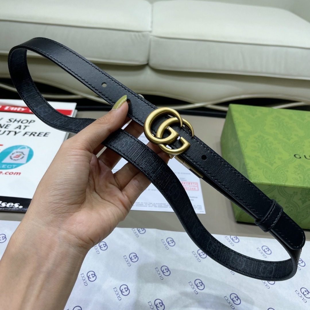 Gucci GG Marmont Black Leather Belt