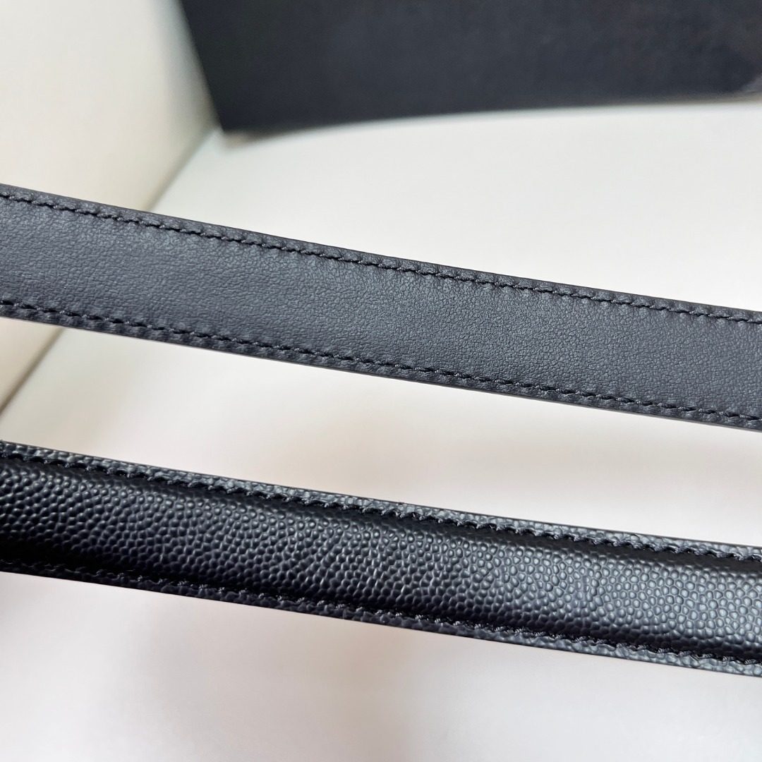 Saint Laurent Paris Leather Belt with YSL Buckle