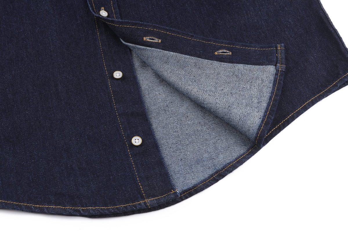 Italian-Made Dark Denim Button-Up Shirt