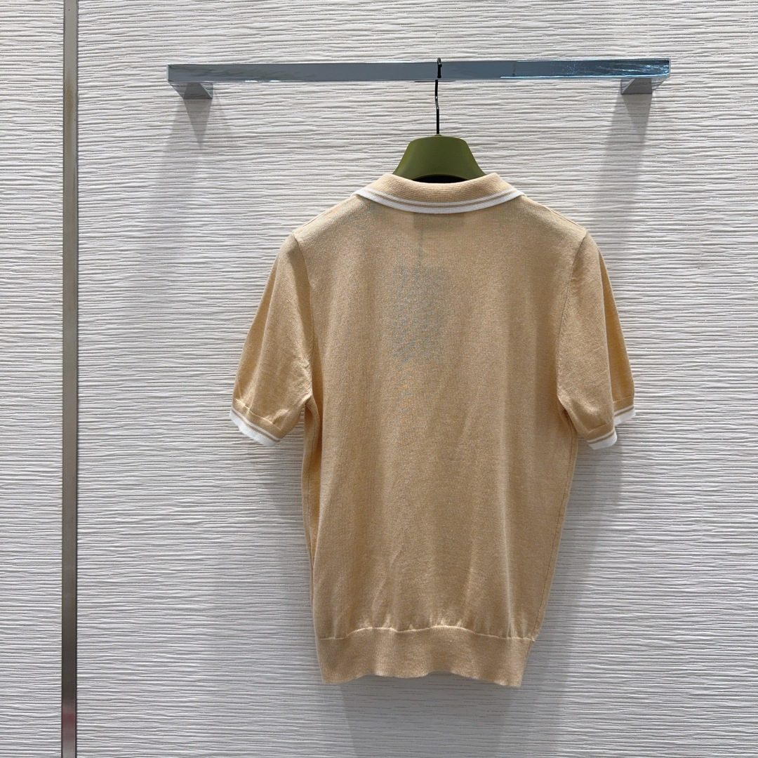 Luxury Knit Polo Shirt with Contrast Collar