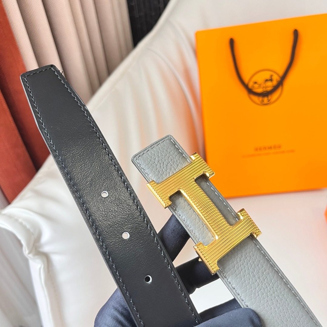 Hermès H Buckle Reversible Leather Belt