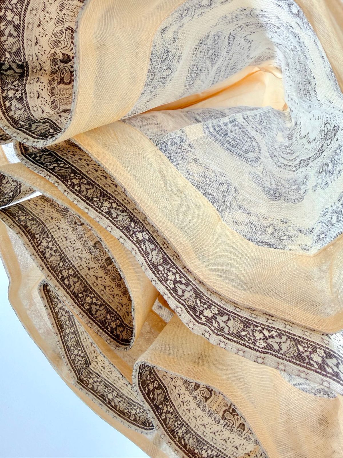 Luxury Paisley Silk Scarf with Gold Accents