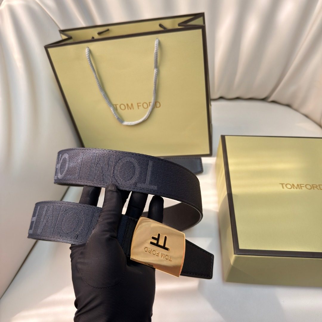 Tom Ford Monogram Black Leather Belt