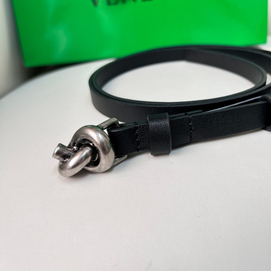 Silver Hardware Black Leather Belt