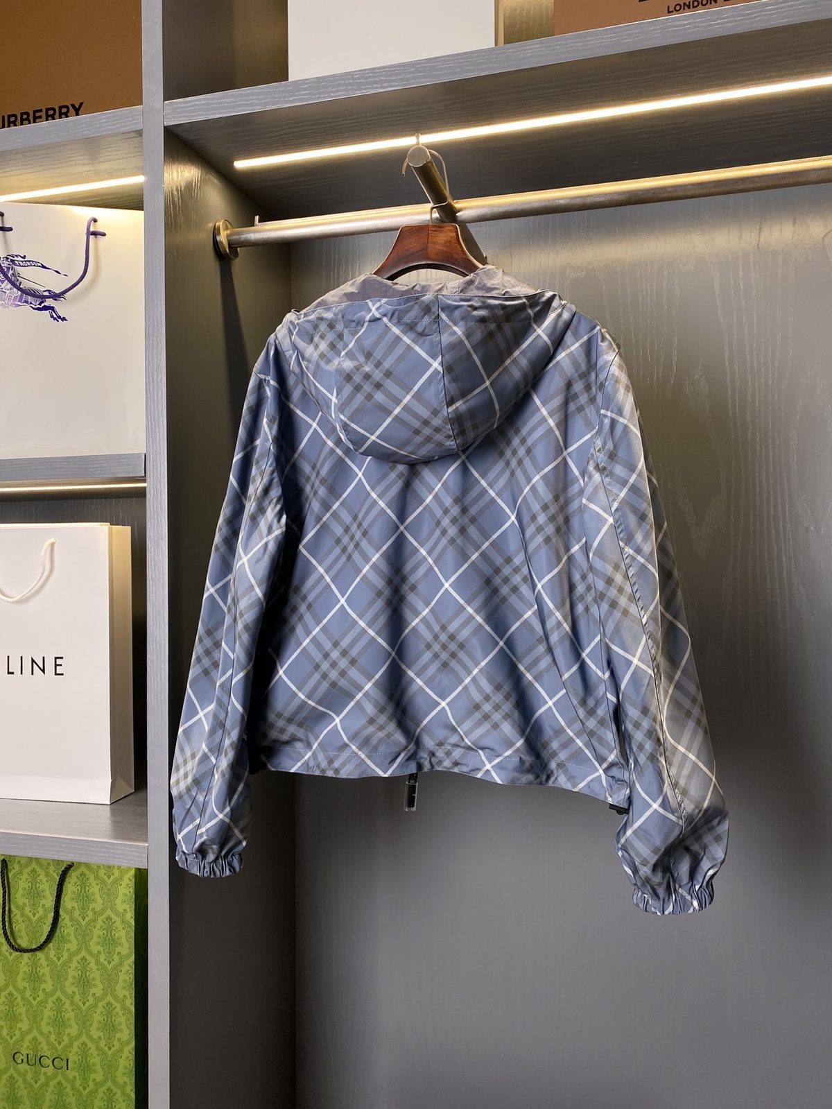 Burberry Check Pattern Windbreaker Jacket